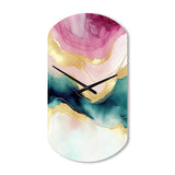 Abstract Geode Marble Waves Pink III - Asymmetric Metal Wall Clock