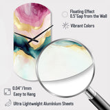 Abstract Geode Marble Waves Pink III - Asymmetric Metal Wall Clock