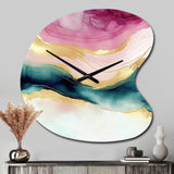 Abstract Geode Marble Waves Pink III - Asymmetric Metal Wall Clock