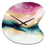 Abstract Geode Marble Waves Pink III - Asymmetric Metal Wall Clock