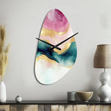 Abstract Geode Marble Waves Pink III - Asymmetric Metal Wall Clock