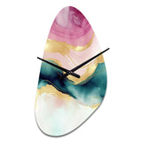 Abstract Geode Marble Waves Pink III - Asymmetric Metal Wall Clock