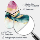 Abstract Geode Marble Waves Pink III - Asymmetric Metal Wall Clock