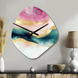 Abstract Geode Marble Waves Pink III - Asymmetric Metal Wall Clock