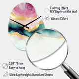 Abstract Geode Marble Waves Pink III - Asymmetric Metal Wall Clock
