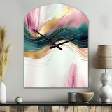 Abstract Geode Pink And Green Marble III - Asymmetric Metal Wall Clock