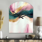 Abstract Geode Pink And Green Marble III - Asymmetric Metal Wall Clock