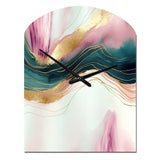 Abstract Geode Pink And Green Marble III - Asymmetric Metal Wall Clock