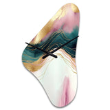 Abstract Geode Pink And Green Marble III - Asymmetric Metal Wall Clock