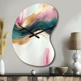 Abstract Geode Pink And Green Marble III - Asymmetric Metal Wall Clock