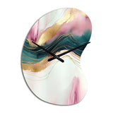 Abstract Geode Pink And Green Marble III - Asymmetric Metal Wall Clock