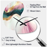Abstract Geode Pink And Green Marble III - Asymmetric Metal Wall Clock
