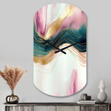 Abstract Geode Pink And Green Marble III - Asymmetric Metal Wall Clock
