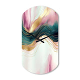 Abstract Geode Pink And Green Marble III - Asymmetric Metal Wall Clock