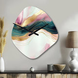 Abstract Geode Pink And Green Marble III - Asymmetric Metal Wall Clock