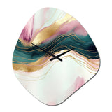 Abstract Geode Pink And Green Marble III - Asymmetric Metal Wall Clock