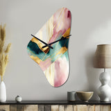 Abstract Geode Geometric Pink And Green III - Asymmetric Metal Wall Clock