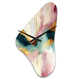 Abstract Geode Geometric Pink And Green III - Asymmetric Metal Wall Clock