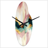 Abstract Geode Geometric Pink And Green III - Asymmetric Metal Wall Clock