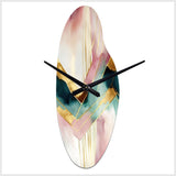 Abstract Geode Geometric Pink And Green III - Asymmetric Metal Wall Clock