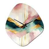 Abstract Geode Geometric Pink And Green III - Asymmetric Metal Wall Clock