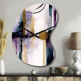 Abstract Geode Geometric Purple And Gold II - Asymmetric Metal Wall Clock