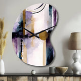 Abstract Geode Geometric Purple And Gold II - Asymmetric Metal Wall Clock