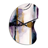Abstract Geode Geometric Purple And Gold II - Asymmetric Metal Wall Clock
