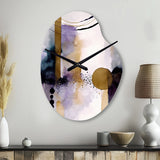 Abstract Geode Geometric Purple And Gold II - Asymmetric Metal Wall Clock