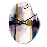 Abstract Geode Geometric Purple And Gold II - Asymmetric Metal Wall Clock