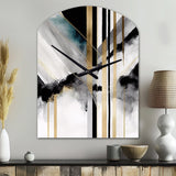 Abstract Geode Geometric Black And Gold I - Asymmetric Metal Wall Clock