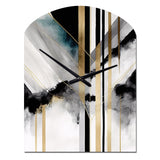 Abstract Geode Geometric Black And Gold I - Asymmetric Metal Wall Clock