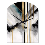 Abstract Geode Geometric Black And Gold I - Asymmetric Metal Wall Clock