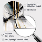 Abstract Geode Geometric Black And Gold I - Asymmetric Metal Wall Clock