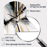 Abstract Geode Geometric Black And Gold I - Asymmetric Metal Wall Clock