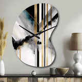 Abstract Geode Geometric Black And Gold I - Asymmetric Metal Wall Clock