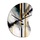 Abstract Geode Geometric Black And Gold I - Asymmetric Metal Wall Clock