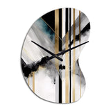 Abstract Geode Geometric Black And Gold I - Asymmetric Metal Wall Clock