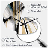 Abstract Geode Geometric Black And Gold I - Asymmetric Metal Wall Clock