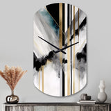 Abstract Geode Geometric Black And Gold I - Asymmetric Metal Wall Clock