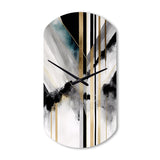 Abstract Geode Geometric Black And Gold I - Asymmetric Metal Wall Clock