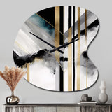 Abstract Geode Geometric Black And Gold I - Asymmetric Metal Wall Clock