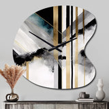 Abstract Geode Geometric Black And Gold I - Asymmetric Metal Wall Clock