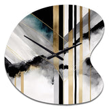 Abstract Geode Geometric Black And Gold I - Asymmetric Metal Wall Clock