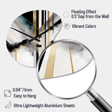 Abstract Geode Geometric Black And Gold I - Asymmetric Metal Wall Clock