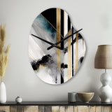 Abstract Geode Geometric Black And Gold I - Asymmetric Metal Wall Clock