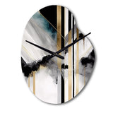 Abstract Geode Geometric Black And Gold I - Asymmetric Metal Wall Clock