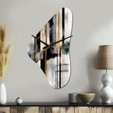 Abstract Geode Geometric Black And Gold II - Asymmetric Metal Wall Clock