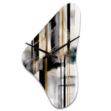 Abstract Geode Geometric Black And Gold II - Asymmetric Metal Wall Clock