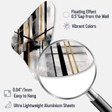 Abstract Geode Geometric Black And Gold II - Asymmetric Metal Wall Clock